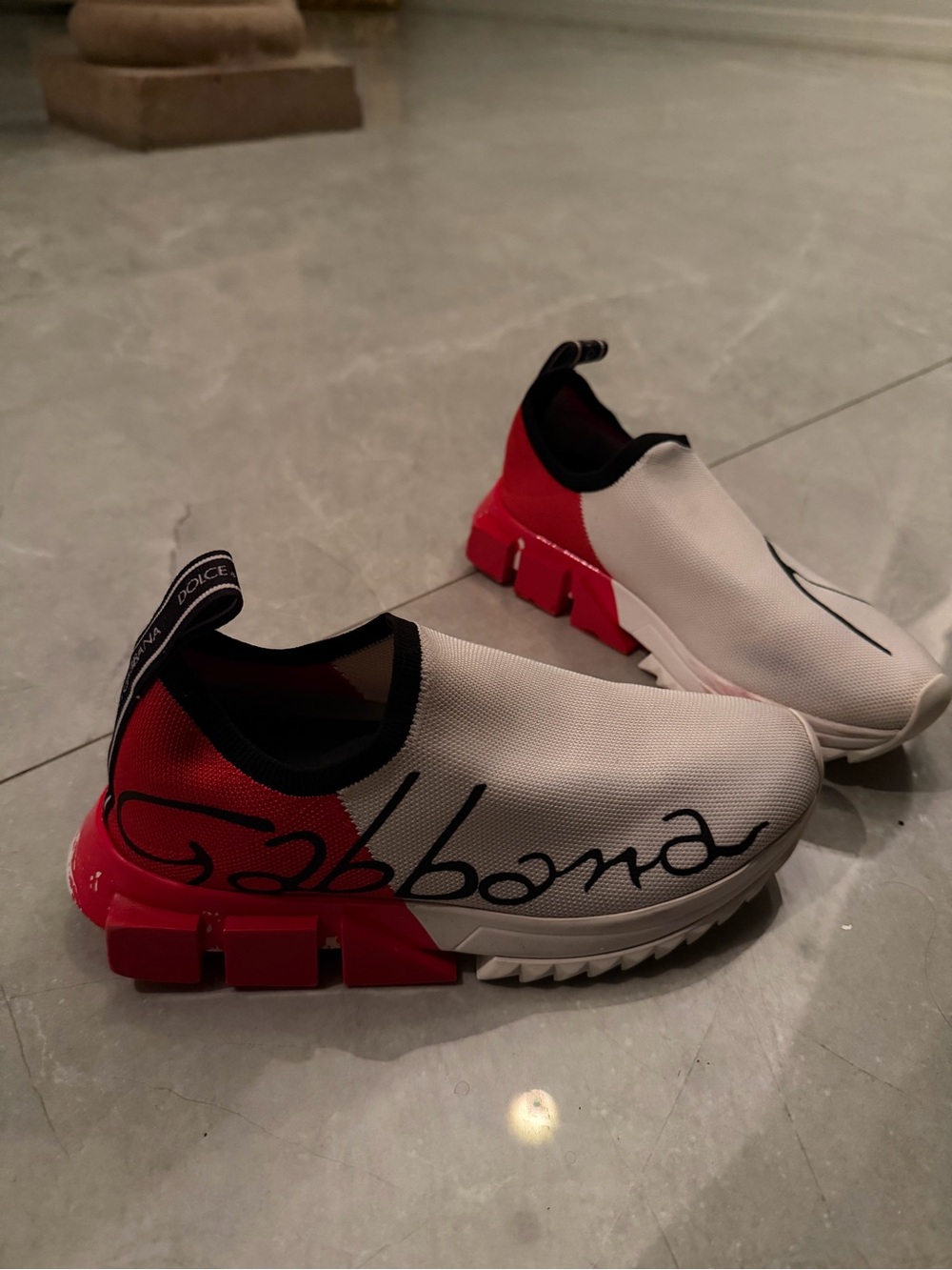 Dolce & Gabbana womenWhite and Red Slip-On Logo Sneakers